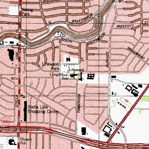 Topographic Map of Longfellow Elementary School, TX