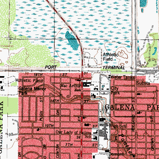 Topographic Map of Macarthur Elementary School, TX