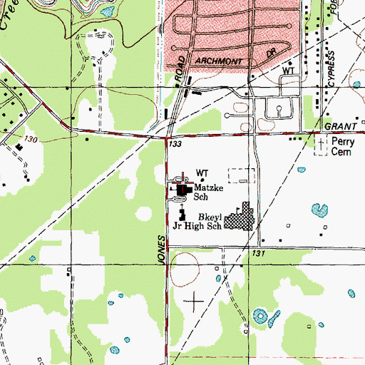 Topographic Map of Matzke Elementary School, TX