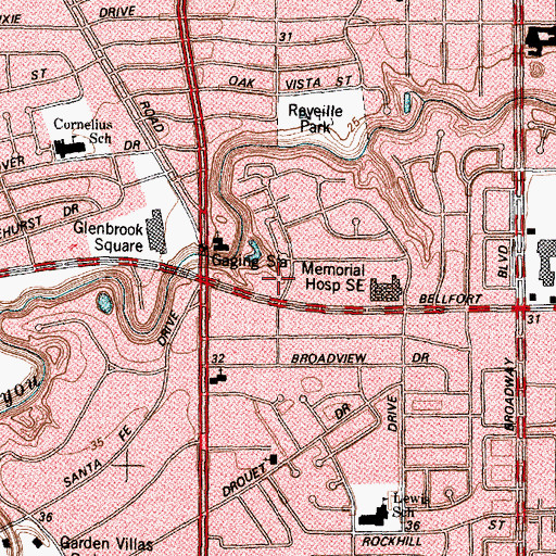 Topographic Map of Houston Accelerated Charter Academy, TX