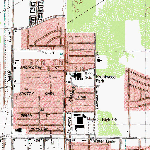 Topographic Map of Hobby Elementary School, TX