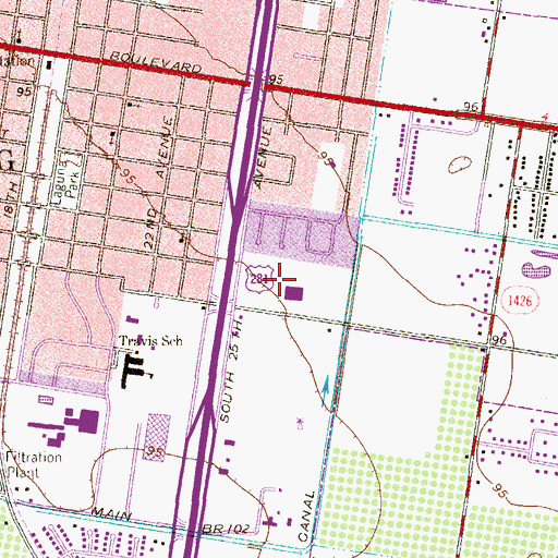Topographic Map of L B Johnson Elementary School, TX