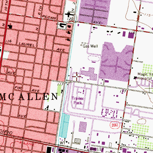 Topographic Map of McAllen Memorial High School, TX