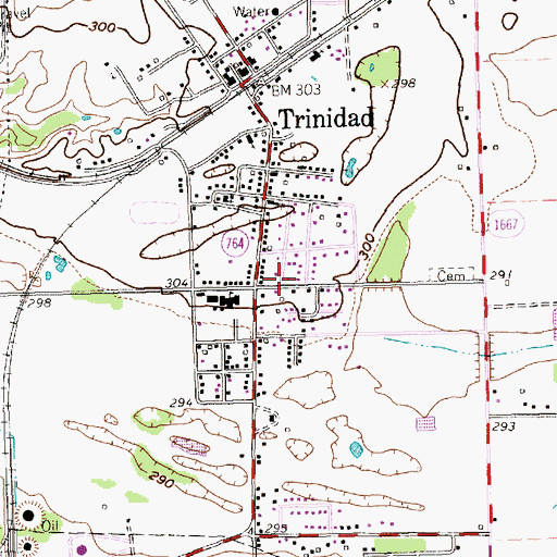 Topographic Map of Trinidad School, TX