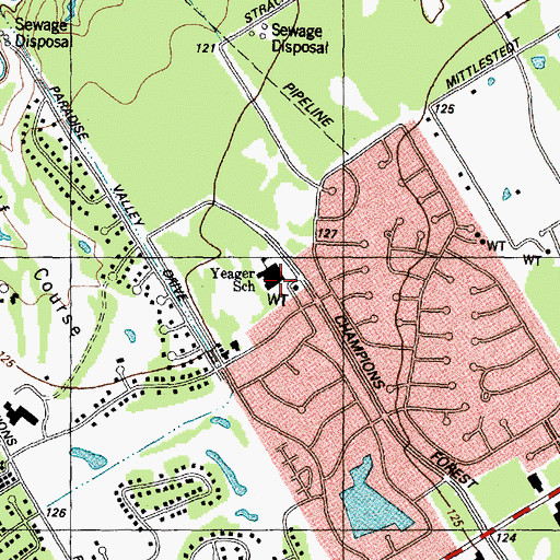 Topographic Map of Yeager Elementary School, TX
