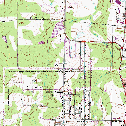 Topographic Map of Junior Moore Elementary School, TX