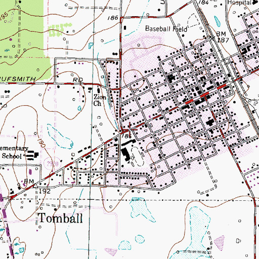 Topographic Map of Tomball Intermediate School, TX