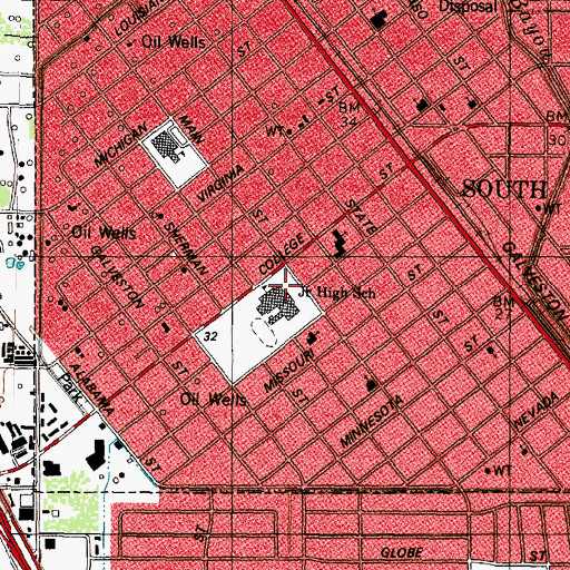Topographic Map of Walter Matthys Elementary School, TX