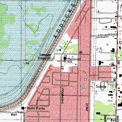 Topographic Map of Sherwood Elementary School, TX