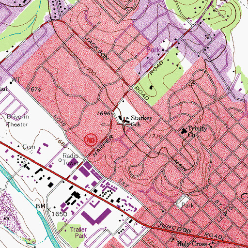 Topographic Map of Starkey Elementary School, TX