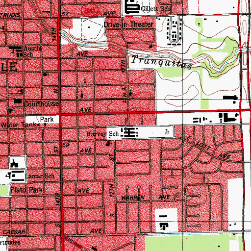 Topographic Map of Harvey Elementary School, TX