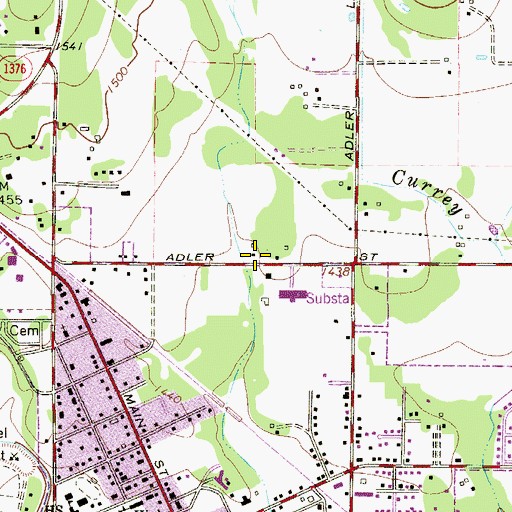 Topographic Map of Curington Elementary School, TX
