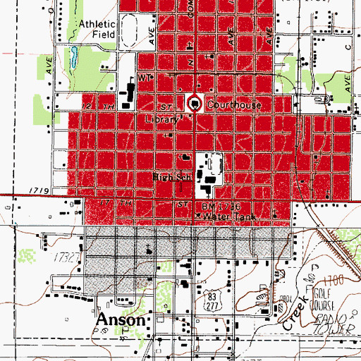 Topographic Map of Anson High School, TX