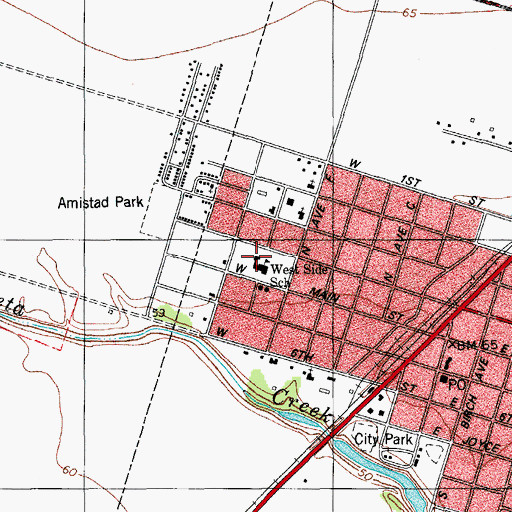 Topographic Map of Bishop Primary School, TX