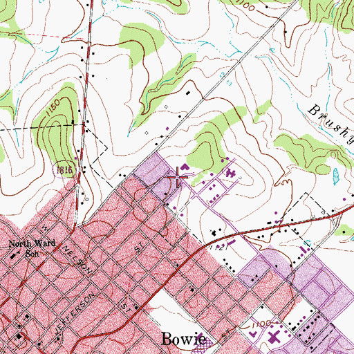 Topographic Map of Bowie Elementary School, TX