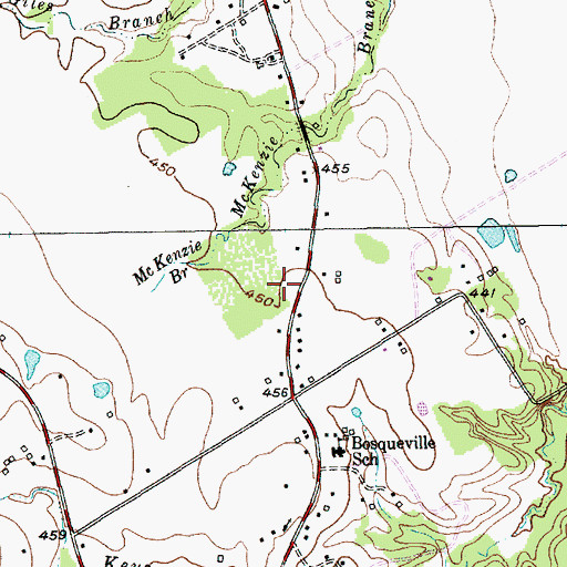 Topographic Map of Bosqueville School, TX