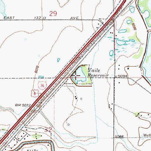 Topographic Map of Vaile Reservoir (historical), CO