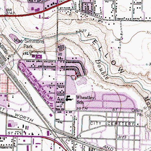 Topographic Map of Dunbar Junior High School, TX