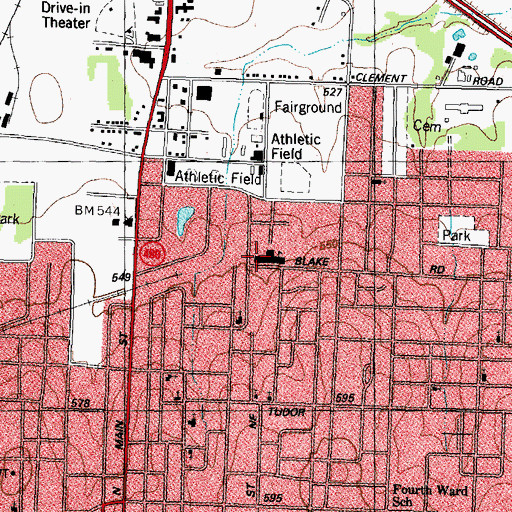 Topographic Map of Givens Elementary School, TX