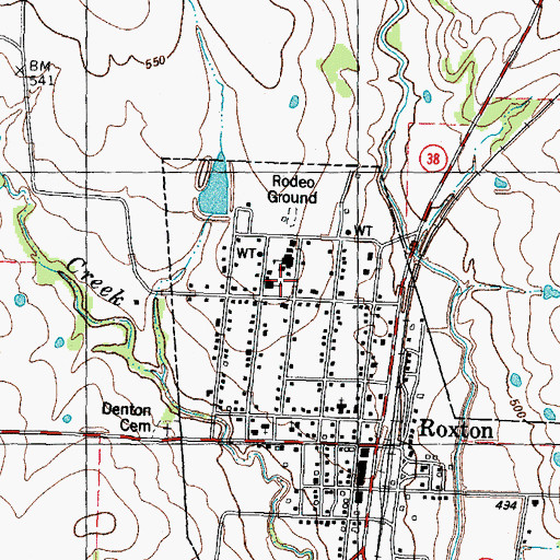 Topographic Map of Roxton Junior High School, TX