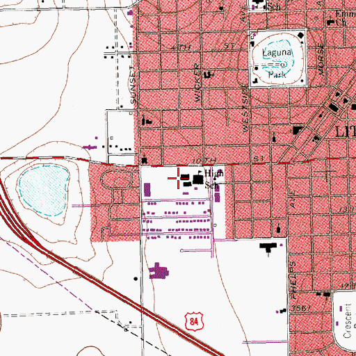 Topographic Map of Littlefield High School, TX