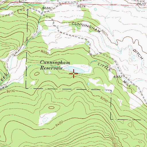 Topographic Map of Cunningham Lake, CO