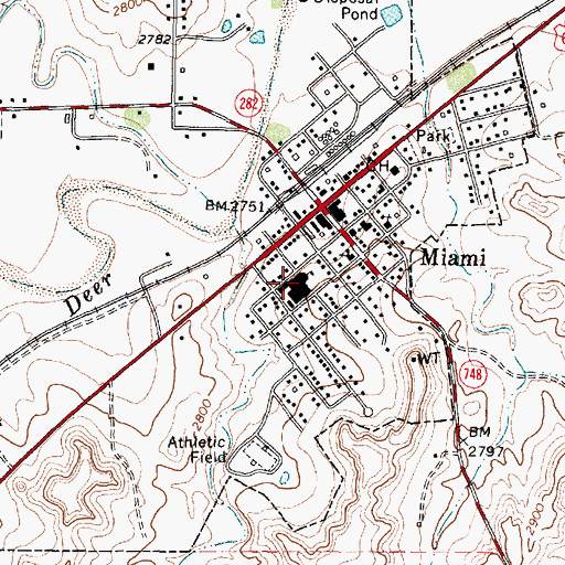 Topographic Map of Miami School, TX