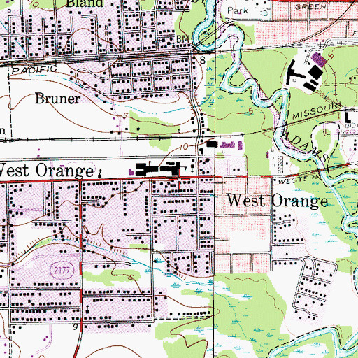 Topographic Map of West Orange - Stark Intermediate School, TX