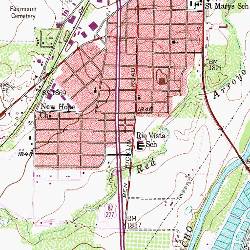 Topographic Map of Rio Vista Elementary School, TX
