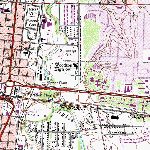 Topographic Map of Woodson Skill Center, TX