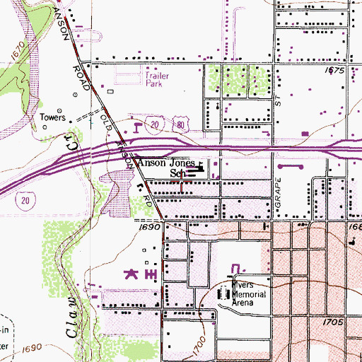 Topographic Map of Jones Elementary School, TX