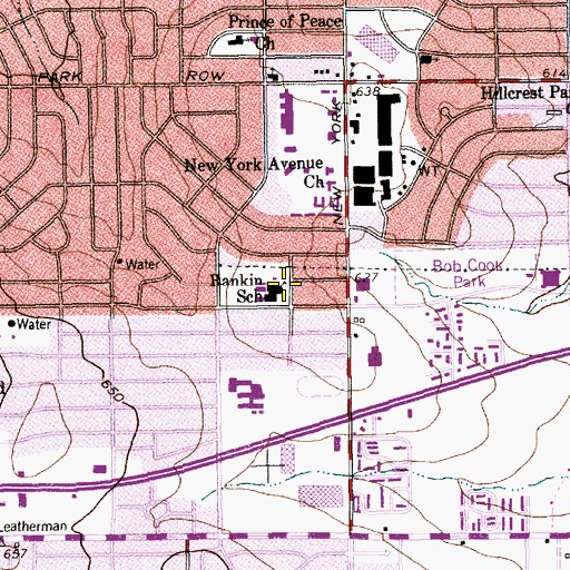 Topographic Map of Rankin Elementary School, TX