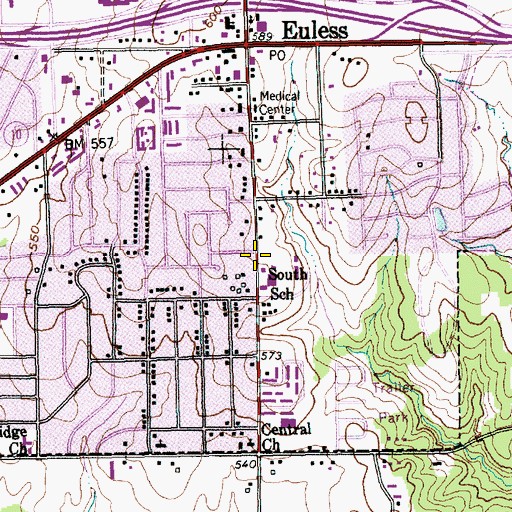 Topographic Map of South Euless Elementary School, TX