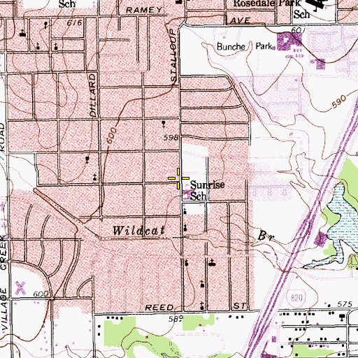Topographic Map of Sunrise Elementary School, TX