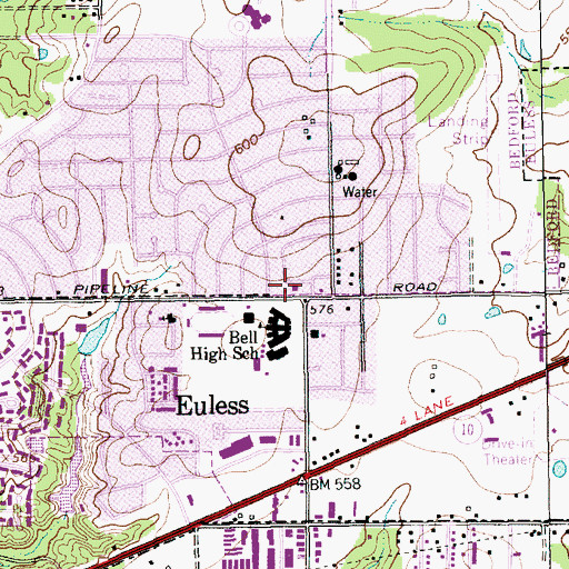 Topographic Map of Hurst - Euless - Bedford Alternative Education, TX
