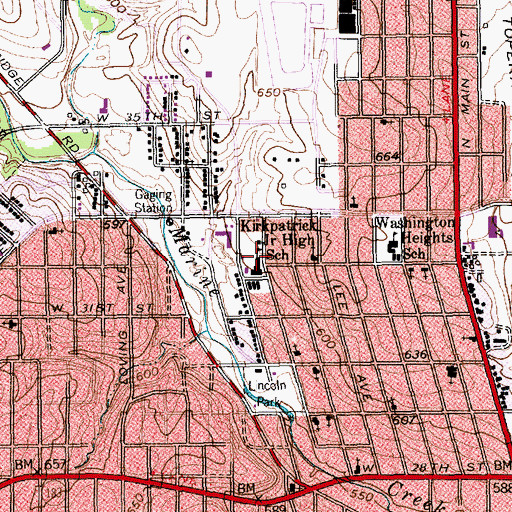 Topographic Map of Kirkpatrick Middle School, TX