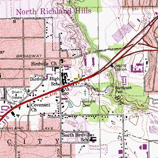Topographic Map of Homebound Schools - Birdville, TX
