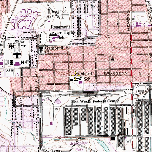 Topographic Map of Hubbard Elementary School, TX
