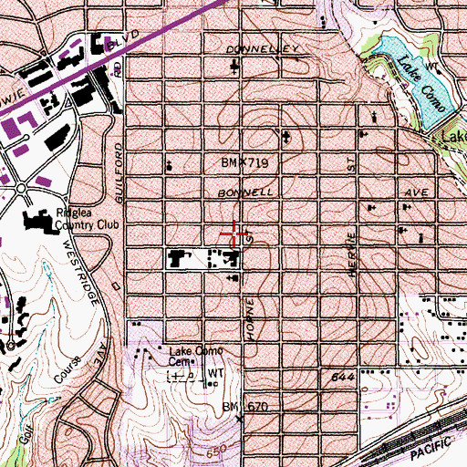 Topographic Map of Como Elementary School, TX