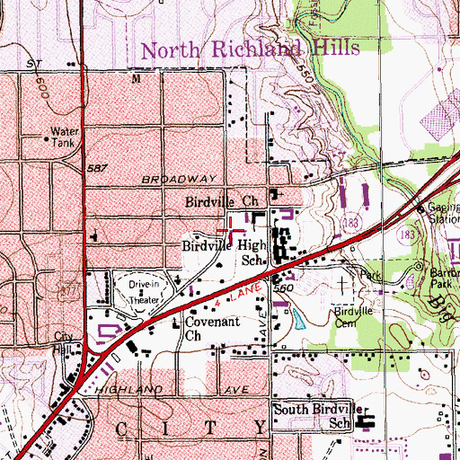 Topographic Map of Birdville Elementary School, TX
