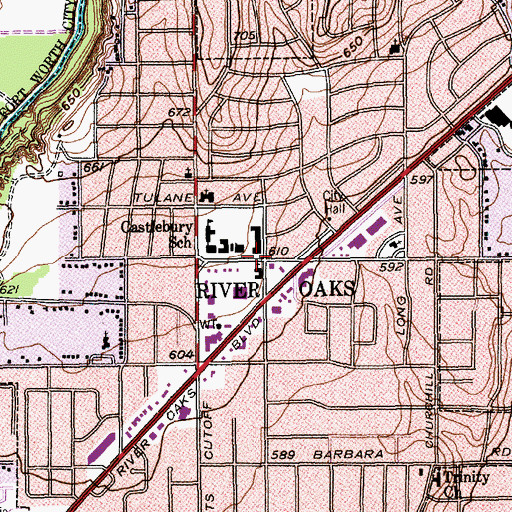Topographic Map of A V Cato Elementary School, TX
