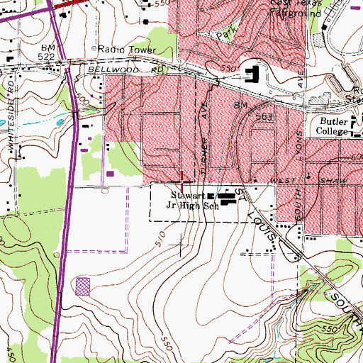 Topographic Map of Stewart Middle School, TX