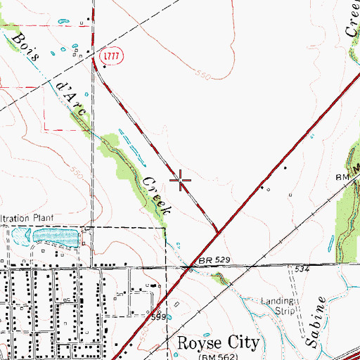 Topographic Map of Royse City Middle School, TX