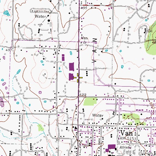 Topographic Map of Van High School, TX