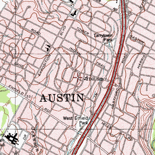 Topographic Map of Dill Special Programs School, TX