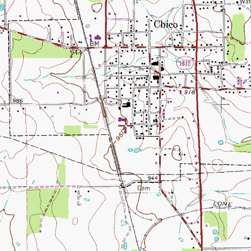 Topographic Map of Chico Elementary School, TX