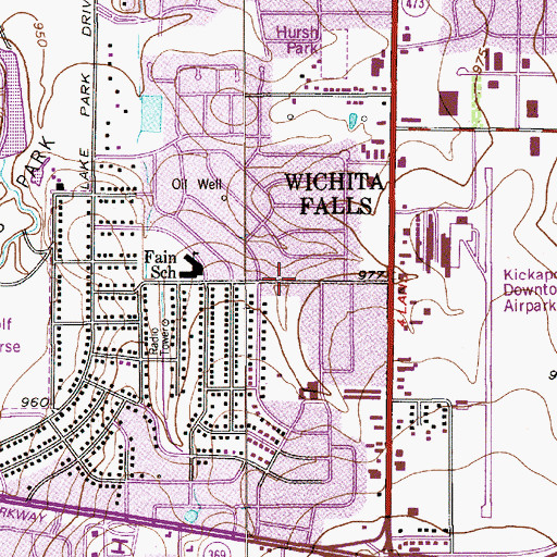 Topographic Map of Fain Elementary School, TX