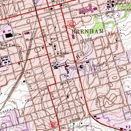 Topographic Map of Brenham Elementary School, TX
