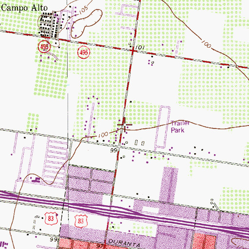 Topographic Map of Adkins Colonia, TX
