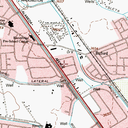 Topographic Map of Wiseman Estates Colonia, TX